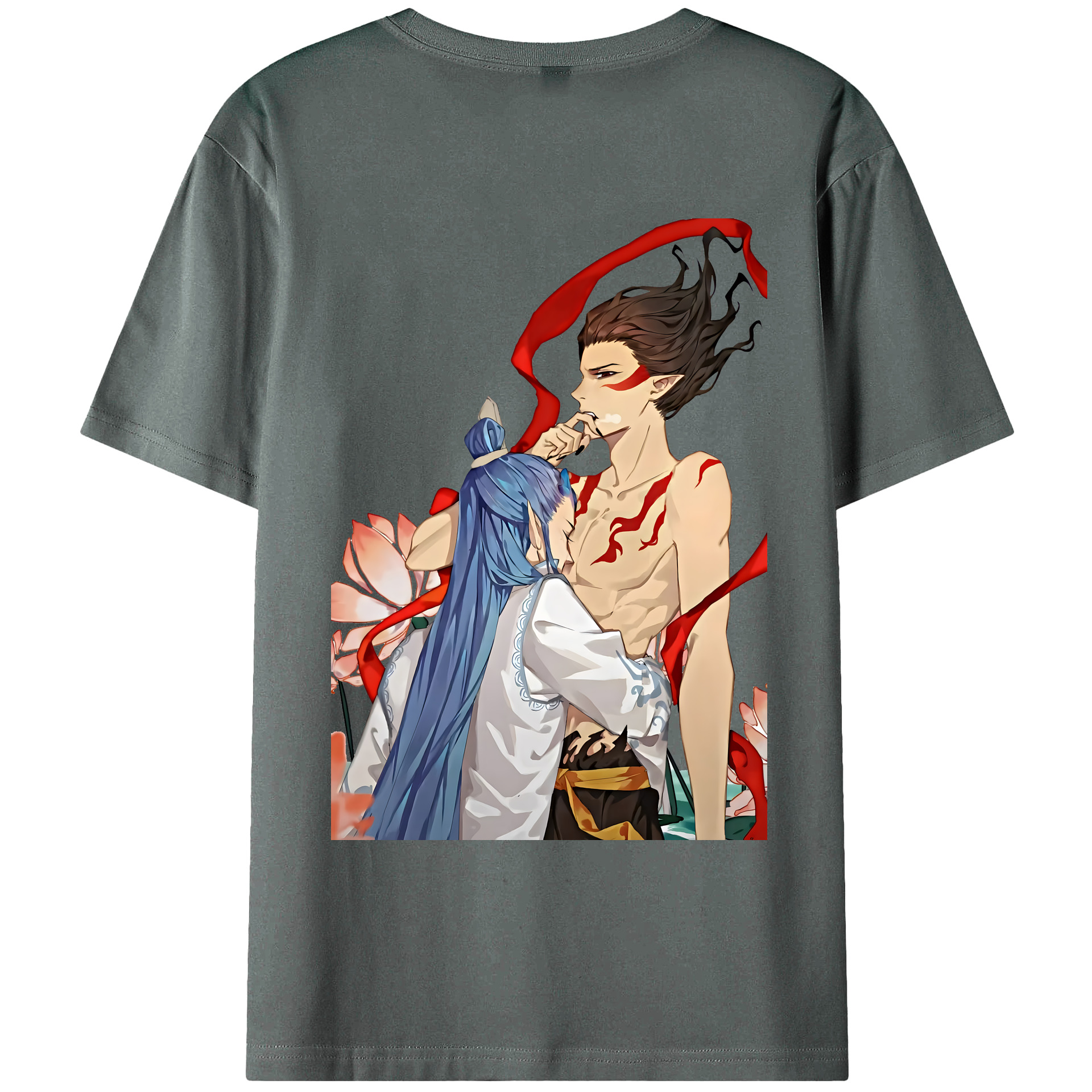 （画像用） Ne Zha 2 ナタ 魔童の大暴れ 綿100％ メンズ半袖Tシャツ（バックプリント） 通気性